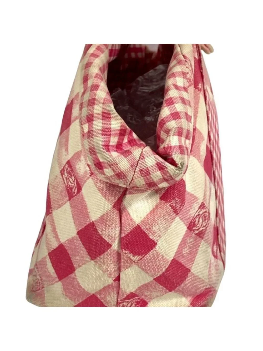 Chanel Handbag CC Logo Gingham Check Canvas Pink